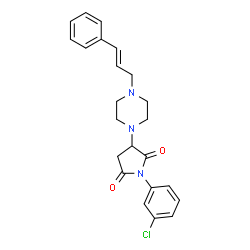 ChemSpider 2D Image | 1-(3-Chloro-phenyl)-3-[4-(3-phenyl-allyl)-piperazin-1-yl]-pyrrolidine-2,5-dione | C23H24ClN3O2
