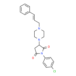 ChemSpider 2D Image | 1-(4-Chloro-phenyl)-3-[4-(3-phenyl-allyl)-piperazin-1-yl]-pyrrolidine-2,5-dione | C23H24ClN3O2