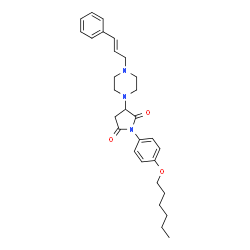 ChemSpider 2D Image | 1-[4-(Hexyloxy)phenyl]-3-{4-[(2E)-3-phenyl-2-propen-1-yl]-1-piperazinyl}-2,5-pyrrolidinedione | C29H37N3O3