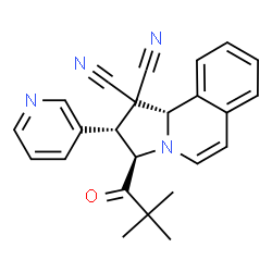 ChemSpider 2D Image | (2R,3R,10bS)-3-(2,2-Dimethylpropanoyl)-2-(3-pyridinyl)-2,3-dihydropyrrolo[2,1-a]isoquinoline-1,1(10bH)-dicarbonitrile | C24H22N4O