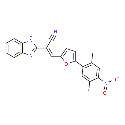 ChemSpider 2D Image | (2E)-2-(1H-Benzimidazol-2-yl)-3-[5-(2,5-dimethyl-4-nitrophenyl)-2-furyl]acrylonitrile | C22H16N4O3