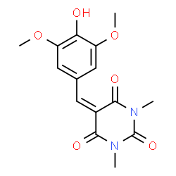 ChemSpider 2D Image | 5-(4-Hydroxy-3,5-dimethoxybenzylidene)-1,3-dimethyl-2,4,6(1H,3H,5H)-pyrimidinetrione | C15H16N2O6