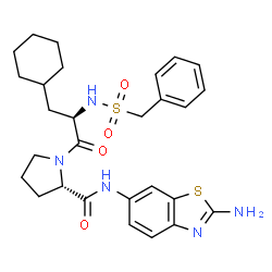 ChemSpider 2D Image | N-(BENZYLSULFONYL)-3-CYCLOHEXYLALANYL-N-(2-AMINO-1,3-BENZOTHIAZOL-6-YL)PROLINAMIDE | C28H35N5O4S2