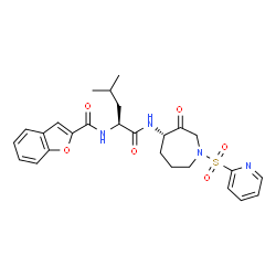 ChemSpider 2D Image | N-[(2S)-4-Methyl-1-oxo-1-{[(4S)-3-oxo-1-(2-pyridinylsulfonyl)-4-azepanyl]amino}-2-pentanyl]-1-benzofuran-2-carboxamide | C26H30N4O6S