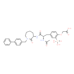 ChemSpider 2D Image | {4-[2-ACETYLAMINO-2-(1-BIPHENYL-4-YLMETHYL-2-OXO-AZEPAN-3-YLCARBAMOYL)-ETHYL]-2-PHOSPHONO-PHENOXY}-ACETIC ACID | C32H36N3O9P