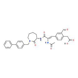 ChemSpider 2D Image | {4-[(1Z)-2-Acetamido-3-{[(3S)-1-(4-biphenylylmethyl)-2-oxo-3-azepanyl]amino}-3-oxo-1-propen-1-yl]-2-formylphenyl}acetic acid | C33H33N3O6