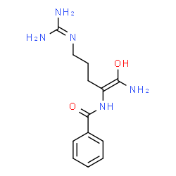 ChemSpider 2D Image | N-{(1E)-1-Amino-5-[(diaminomethylene)amino]-1-hydroxy-1-penten-2-yl}benzamide | C13H19N5O2