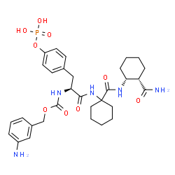 ChemSpider 2D Image | Nalpha-{[(3-Aminobenzyl)oxy]carbonyl}-N-(1-{[(1R,2S)-2-carbamoylcyclohexyl]carbamoyl}cyclohexyl)-O-phosphono-L-tyrosinamide | C31H42N5O9P