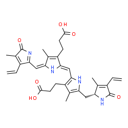 ChemSpider 2D Image | 3-[2-[(Z)-[(5E)-3-(2-carboxyethyl)-4-methyl-5-[(4-methyl-5-oxo-3-vinyl-pyrrol-2-yl)methylene]pyrrol-2-ylidene]methyl]-4-methyl-5-[[(2R)-3-methyl-5-oxo-4-vinyl-1,2-dihydropyrrol-2-yl]methyl]-1H-pyrrol-3-yl]propanoic acid | C33H36N4O6
