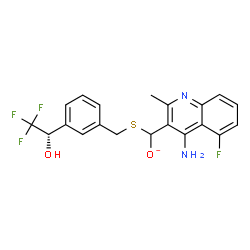 ChemSpider 2D Image | (4-Amino-5-fluoro-2-methyl-3-quinolinyl)({3-[(1S)-2,2,2-trifluoro-1-hydroxyethyl]benzyl}sulfanyl)methanolate | C20H17F4N2O2S