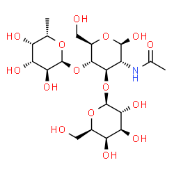 ChemSpider 2D Image | beta-D-Galp-(1->3)-[alpha-L-Fucp-(1->4)]-beta-D-GlcpNAc | C20H35NO15