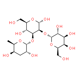 ChemSpider 2D Image | alpha-D-Galp-(1->2)-[alpha-D-Abep-(1->3)]-alpha-D-Manp | C18H32O14