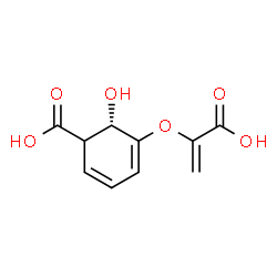 ChemSpider 2D Image | (6S)-5-[(1-Carboxyvinyl)oxy]-6-hydroxy-2,4-cyclohexadiene-1-carboxylic acid | C10H10O6