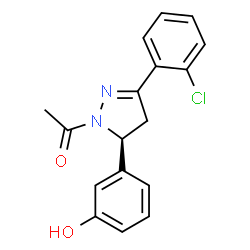 ChemSpider 2D Image | 3-[(5S)-1-ACETYL-3-(2-CHLOROPHENYL)-4,5-DIHYDRO-1H-PYRAZOL-5-YL]PHENOL | C17H15ClN2O2