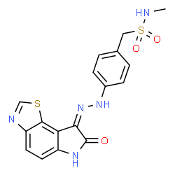 ChemSpider 2D Image | benzenemethanesulfonamide, 4-[2-(6,7-dihydro-7-oxo-8H-thiazolo[5,4-e]indol-8-ylidene)hydrazinyl]-N-methyl- | C17H15N5O3S2