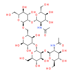 ChemSpider 2D Image | 2-Acetamido-2-deoxy-beta-D-glucopyranosyl-(1->2)-alpha-D-mannopyranosyl-(1->3)-[2-acetamido-2-deoxy-beta-D-glucopyranosyl-(1->2)-alpha-D-mannopyranosyl-(1->6)]-alpha-D-mannopyranose | C34H58N2O26