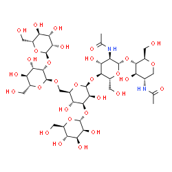 ChemSpider 2D Image | alpha-D-Mannopyranosyl-(1->3)-[alpha-D-mannopyranosyl-(1->2)-alpha-D-mannopyranosyl-(1->6)]-beta-D-mannopyranosyl-(1->4)-2-acetamido-2-deoxy-beta-D-glucopyranosyl-(1->4)-2-acetamido-1,5-anhydro-2-deox
y-D-glucitol | C40H68N2O30