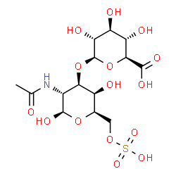 ChemSpider 2D Image | 2-Acetamido-2-deoxy-3-O-beta-D-glucopyranuronosyl-6-O-sulfo-beta-D-galactopyranose | C14H23NO15S