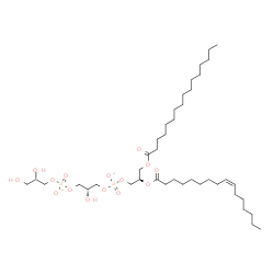 ChemSpider 2D Image | (2S)-2,3-Dihydroxypropyl (2R)-2-[(9Z)-9-hexadecenoyloxy]-3-(palmitoyloxy)propyl (2R)-2-hydroxy-1,3-propanediyl bis(phosphate) | C41H78O15P2