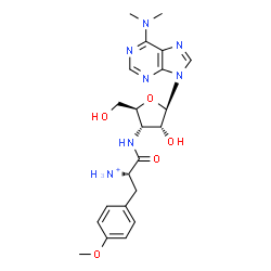 ChemSpider 2D Image | 3'-{[(2S)-2-Ammonio-3-(4-methoxyphenyl)propanoyl]amino}-3'-deoxy-N,N-dimethyladenosine | C22H30N7O5