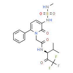 ChemSpider 2D Image | 2-{3-[(Methylsulfamoyl)amino]-2-oxo-6-phenyl-1(2H)-pyridinyl}-N-[(3S)-1,1,1-trifluoro-4-methyl-2-oxo-3-pentanyl]acetamide | C20H23F3N4O5S