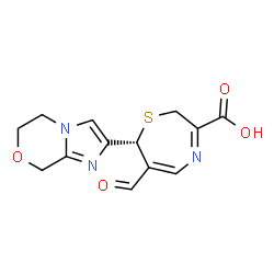 ChemSpider 2D Image | 7-(5,6-DIHYDRO-8H-IMIDAZO[2,1-C][1,4]OXAZIN-2-YL)-6-FORMYL-2,7-DIHYDRO- [1,4]THIAZEPINE-3-CARBOXYLIC ACID | C13H13N3O4S