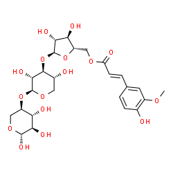 ChemSpider 2D Image | 5-O-[(2E)-3-(4-Hydroxy-3-methoxyphenyl)-2-propenoyl]-alpha-L-arabinofuranosyl-(1->3)-beta-D-xylopyranosyl-(1->4)-beta-D-xylopyranose | C25H34O16