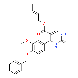 ChemSpider 2D Image | (2E)-2-Buten-1-yl 4-[4-(benzyloxy)-3-methoxyphenyl]-6-methyl-2-oxo-1,2,3,4-tetrahydro-5-pyrimidinecarboxylate | C24H26N2O5