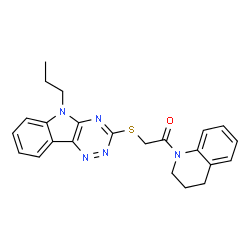 ChemSpider 2D Image | 1-(3,4-Dihydro-1(2H)-quinolinyl)-2-[(5-propyl-5H-[1,2,4]triazino[5,6-b]indol-3-yl)sulfanyl]ethanone | C23H23N5OS