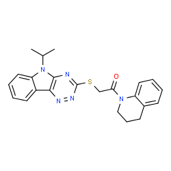 ChemSpider 2D Image | 1-(3,4-Dihydro-1(2H)-quinolinyl)-2-[(5-isopropyl-5H-[1,2,4]triazino[5,6-b]indol-3-yl)sulfanyl]ethanone | C23H23N5OS
