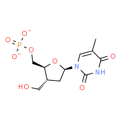 ChemSpider 2D Image | 3'-Deoxy-3'-(hydroxymethyl)-5'-O-phosphonatothymidine | C11H15N2O8P