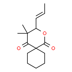 ChemSpider 2D Image | 4,4-Dimethyl-3-[(1E)-1-propenyl]-2-oxaspiro[5.5]undecane-1,5-dione | C15H22O3