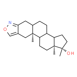 ChemSpider 2D Image | (1S,10aS,12aS)-1,10a,12a-Trimethyl-2,3,3a,3b,4,5,5a,6,10,10a,10b,11,12,12a-tetradecahydro-1H-cyclopenta[7,8]phenanthro[2,3-c][1,2]oxazol-1-ol | C21H31NO2
