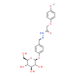ChemSpider 2D Image | N'-[4-(beta-D-Glucopyranosyloxy)benzylidene]-2-(4-methoxyphenoxy)acetohydrazide | C22H26N2O9