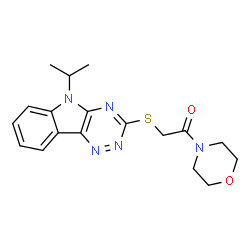 ChemSpider 2D Image | 2-[(5-Isopropyl-5H-[1,2,4]triazino[5,6-b]indol-3-yl)sulfanyl]-1-(4-morpholinyl)ethanone | C18H21N5O2S