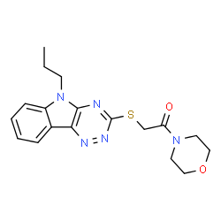 ChemSpider 2D Image | 1-(4-Morpholinyl)-2-[(5-propyl-5H-[1,2,4]triazino[5,6-b]indol-3-yl)sulfanyl]ethanone | C18H21N5O2S