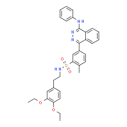 ChemSpider 2D Image | 5-(4-Anilino-1-phthalazinyl)-N-[2-(3,4-diethoxyphenyl)ethyl]-2-methylbenzenesulfonamide | C33H34N4O4S