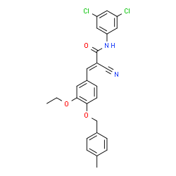 ChemSpider 2D Image | (2E)-2-Cyano-N-(3,5-dichlorophenyl)-3-{3-ethoxy-4-[(4-methylbenzyl)oxy]phenyl}acrylamide | C26H22Cl2N2O3