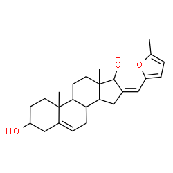 ChemSpider 2D Image | (16Z)-16-[(5-Methyl-2-furyl)methylene]androst-5-ene-3,17-diol | C25H34O3