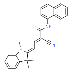 ChemSpider 2D Image | (2E,4Z)-2-Cyano-N-(1-naphthyl)-4-(1,3,3-trimethyl-1,3-dihydro-2H-indol-2-ylidene)-2-butenamide | C26H23N3O