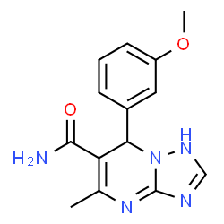 ChemSpider 2D Image | 7-(3-Methoxyphenyl)-5-methyl-1,7-dihydro[1,2,4]triazolo[1,5-a]pyrimidine-6-carboxamide | C14H15N5O2
