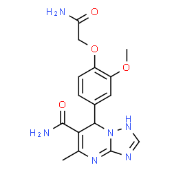 ChemSpider 2D Image | 7-[4-(2-Amino-2-oxoethoxy)-3-methoxyphenyl]-5-methyl-1,7-dihydro[1,2,4]triazolo[1,5-a]pyrimidine-6-carboxamide | C16H18N6O4