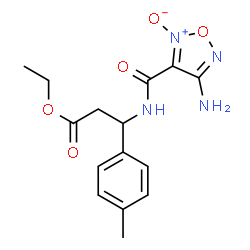ChemSpider 2D Image | Ethyl 3-{[(4-amino-2-oxido-1,2,5-oxadiazol-3-yl)carbonyl]amino}-3-(4-methylphenyl)propanoate | C15H18N4O5