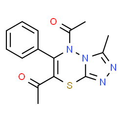 ChemSpider 2D Image | 1,1'-(3-Methyl-6-phenyl-5H-[1,2,4]triazolo[3,4-b][1,3,4]thiadiazine-5,7-diyl)diethanone | C15H14N4O2S