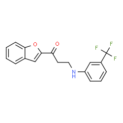 ChemSpider 2D Image | 1-(1-Benzofuran-2-yl)-3-{[3-(trifluoromethyl)phenyl]amino}-1-propanone | C18H14F3NO2