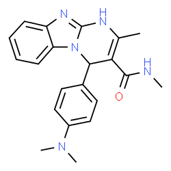 ChemSpider 2D Image | 4-[4-(Dimethylamino)phenyl]-N,2-dimethyl-1,4-dihydropyrimido[1,2-a]benzimidazole-3-carboxamide | C21H23N5O