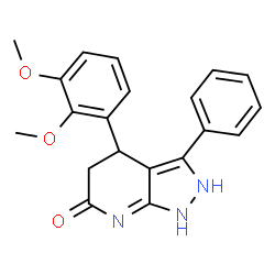 ChemSpider 2D Image | 4-(2,3-Dimethoxyphenyl)-3-phenyl-1,2,4,5-tetrahydro-6H-pyrazolo[3,4-b]pyridin-6-one | C20H19N3O3
