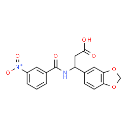 ChemSpider 2D Image | 3-(1,3-Benzodioxol-5-yl)-3-[(3-nitrobenzoyl)amino]propanoic acid | C17H14N2O7