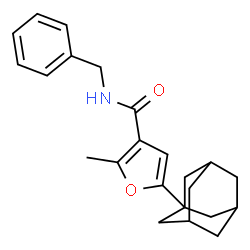 ChemSpider 2D Image | 5-(Adamantan-1-yl)-N-benzyl-2-methyl-3-furamide | C23H27NO2