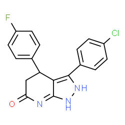 ChemSpider 2D Image | 3-(4-Chlorophenyl)-4-(4-fluorophenyl)-1,2,4,5-tetrahydro-6H-pyrazolo[3,4-b]pyridin-6-one | C18H13ClFN3O